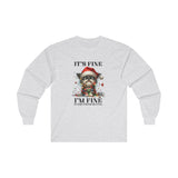 It's Fine, I'm Fine, Everything's Fine Funny Christmas Shirt Unisex Ultra Cotton Long Sleeve Tee