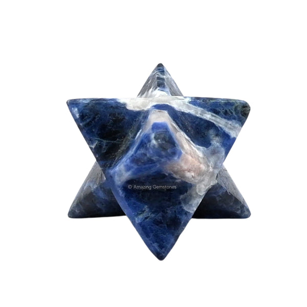 Sodalite Merkaba Crystal - 0.75 Inches Metaphysical Merkaba Star for Meditation - Energetic Tetrahedron Crystal and Healing Stones for Spiritual Growth and Healing (15-20mm)