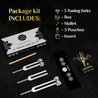 Tuning Forks for Healing (128Hz, 256Hz, 512Hz) — Authentic Body Weighted Tuning Forks Medical for Healing Chakra Set — Yoga and Meditation Accessories — Tuning Fork Set Frequency Healing Devices
