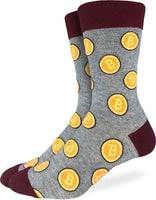 Good Luck Sock Men's Bitcoin Socks, Adult, Shoe Size 7-12