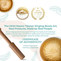 Ohm Store Tibetan Singing Bowl Set — Meditation Sound Bowl Handcrafted in Nepal for Yoga, Chakra Healing, Mindfulness, and Stress Relief — Unique Spiritual Gifts for Women and Men