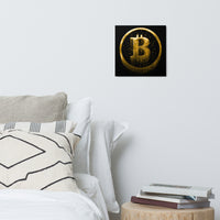 Bitcoin Gold Dripping on black Metal print