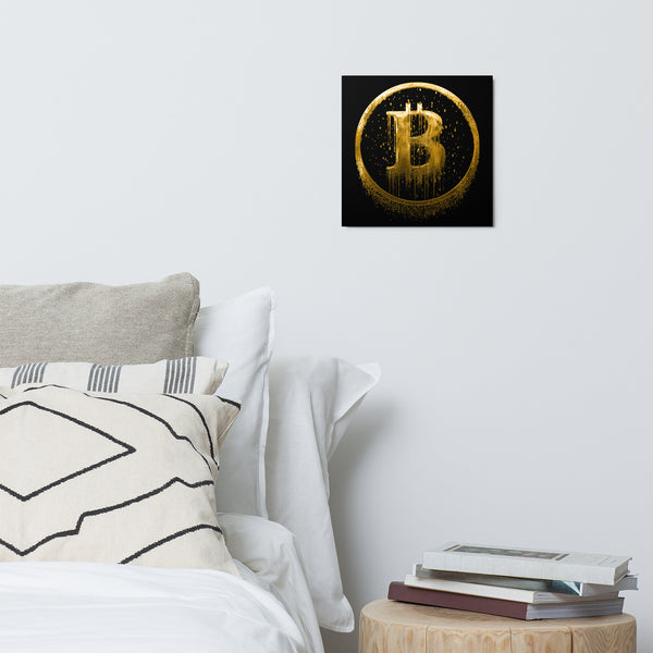 Bitcoin Gold Dripping on black Metal print