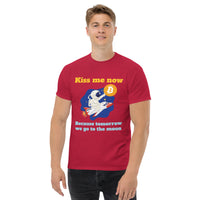 Kiss Me Now Because Tomorrow We Go to the Moon Bitcoin Men's classic tee