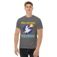 Kiss Me Now Because Tomorrow We Go to the Moon Bitcoin Men's classic tee