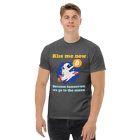 Kiss Me Now Because Tomorrow We Go to the Moon Bitcoin Men's classic tee