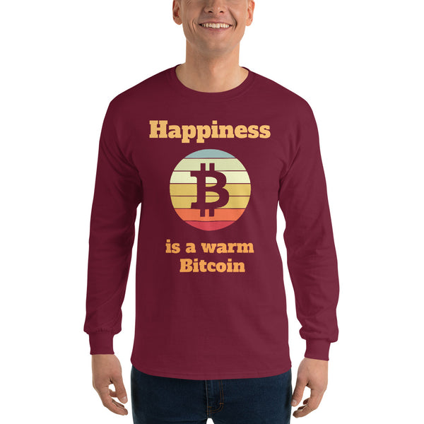 Happiness is a Warm Bitcoin Men’s Long Sleeve Shirt