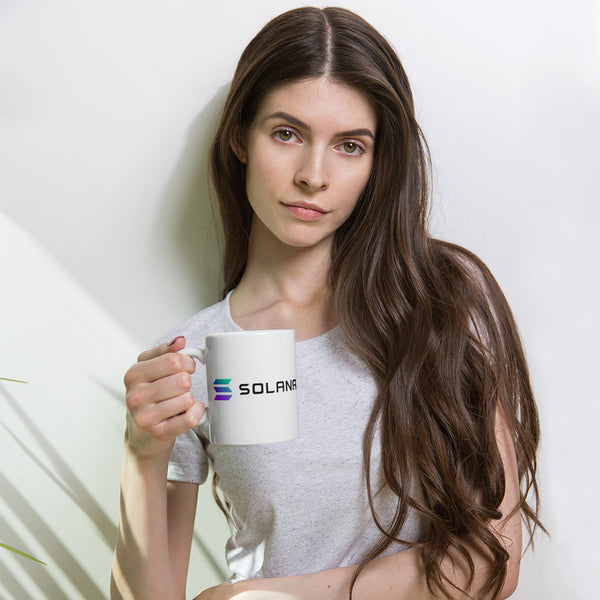 Solana Cryptocurrency White glossy mug dual side logo