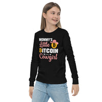 Mommy's Little Bitcoin Cowgirl Youth long sleeve tee