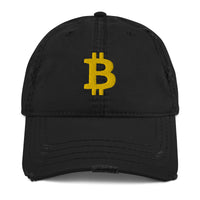 Bitcoin Logo Distressed Dad Hat Ballcap