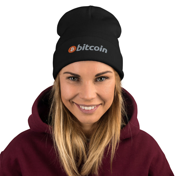 Bitcoin Logo Embroidered Beanie Hat