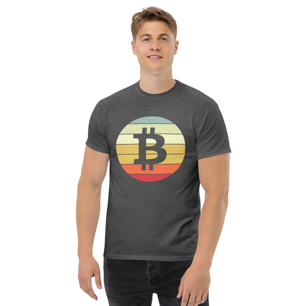 Bitcoin Retro Sunset logo Men's classic tee