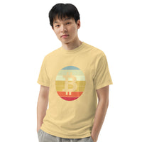 Vintage Bitcoin Sunset  Logo Men’s garment-dyed heavyweight t-shirt