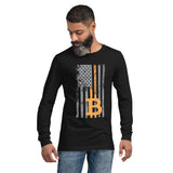 Bitcoin USA Distressed Flag Unisex Long Sleeve Tee