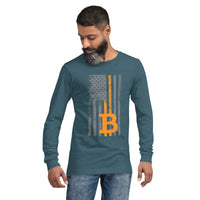 Bitcoin USA Distressed Flag Unisex Long Sleeve Tee