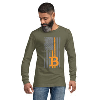 Bitcoin USA Distressed Flag Unisex Long Sleeve Tee