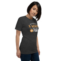 Never Underestimate a Woman who loves Bitcoin Women's t-shirt