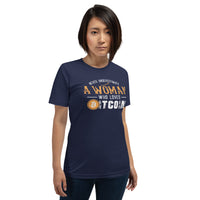 Never Underestimate a Woman who loves Bitcoin Women's t-shirt