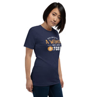 Never Underestimate a Woman who loves Bitcoin Women's t-shirt